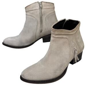 Rebels Beige Suede Nubuck Leather Zip Booties Women Sz 8.5 Rare Western Bohemian